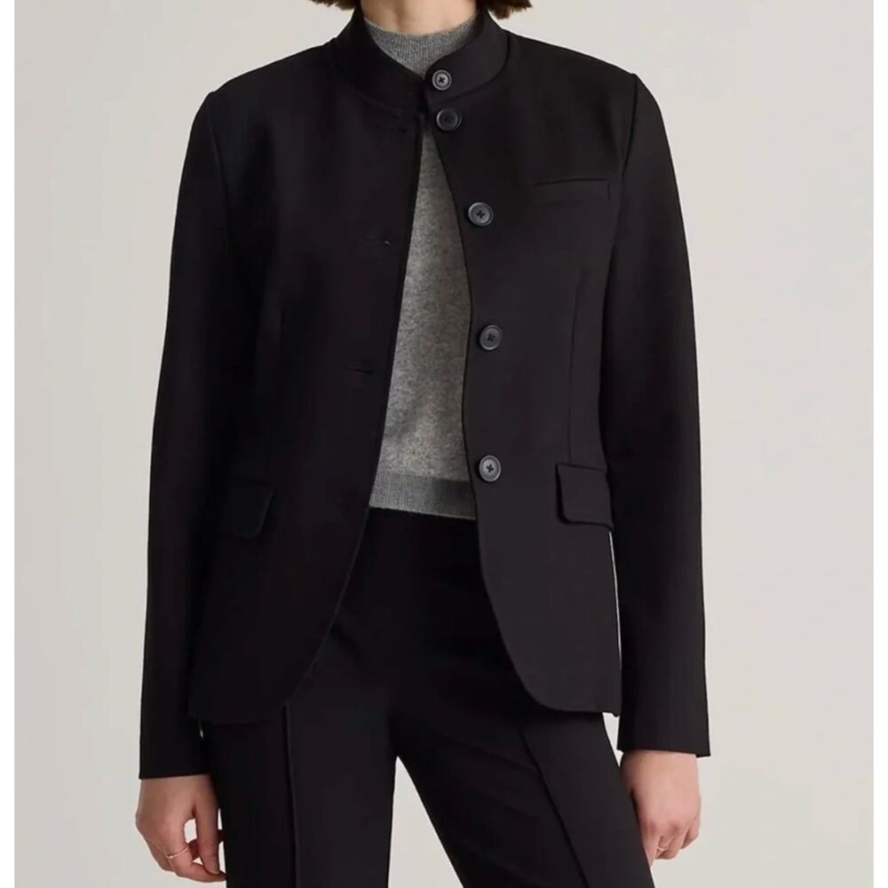 Quince Ultra-Stretch Ponte Stand Collar Blazer Black XS